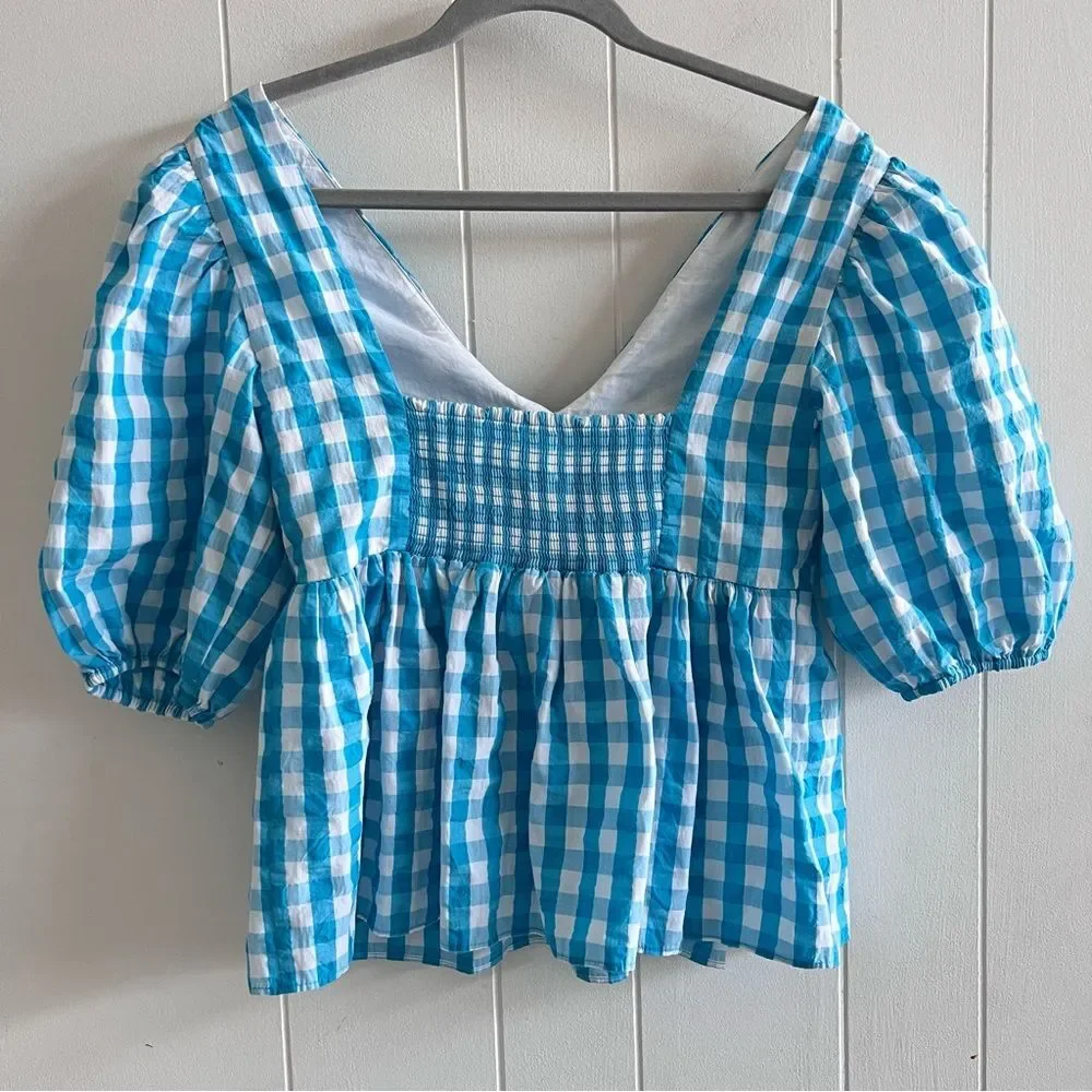 NWT Lilly Pulitzer Sarafina Gingham Babydoll Top